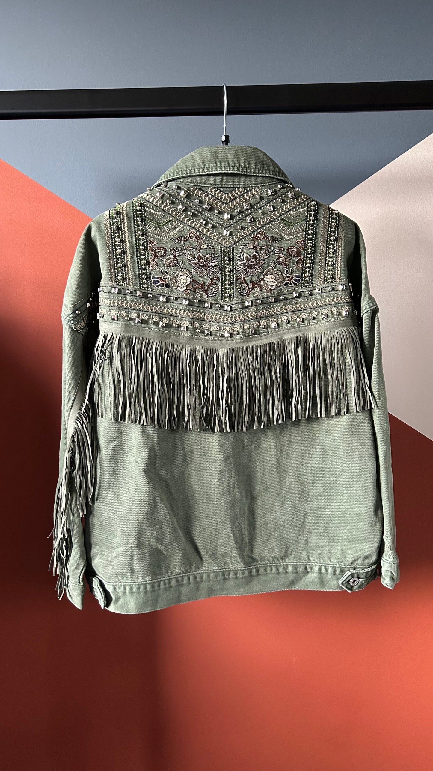 Jacket Fringe Camel / Green / Sand